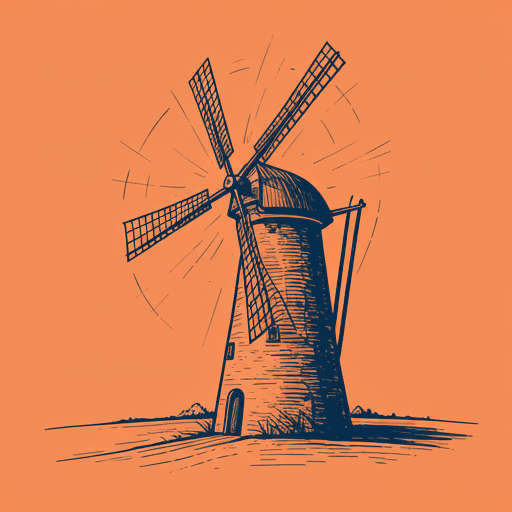 Decorative windmill illustration